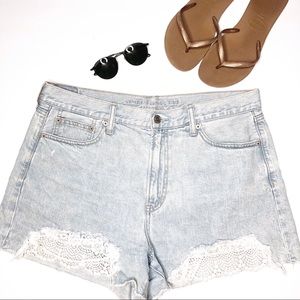 ☀️AEO High Waist Lace Denim Shorts
